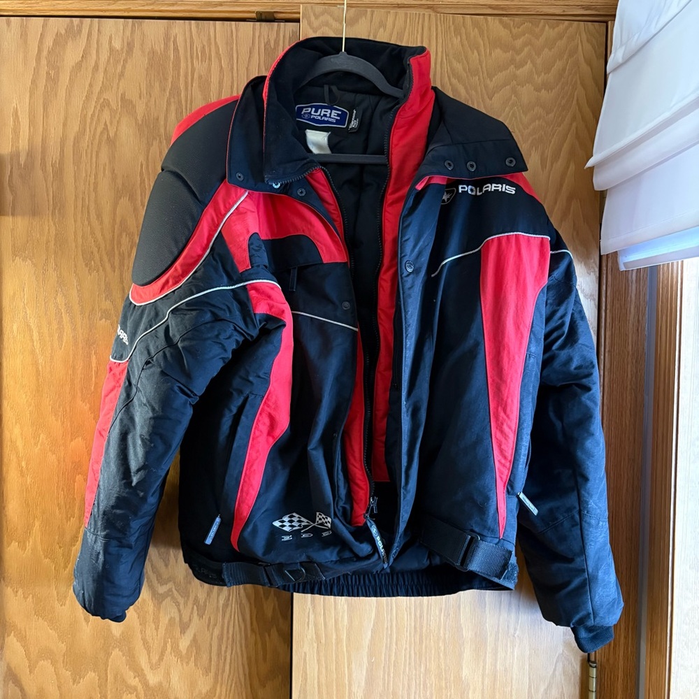 Polaris Men's Black and Red Jacket Vintage
